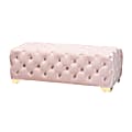 Baxton Studio Glam And Luxe Velvet Button-Tufted Bench Ottoman, Light Pink/Gold 1 thumbnail image