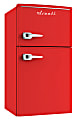 Avanti Retro Compact Refrigerator, 2-Door, 3 Cu Ft, 34"H x 20-1/2"W x 18"D, Red