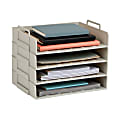 Mind Reader Stackable Paper Trays, 11”H x 10”W x 13-3/4”D, Beige, Set Of 4 Trays 1 thumbnail image