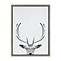 Uniek Kate And Laurel Sylvie Framed Canvas Wall Art, 18" x 24", Deer With Antlers Black And White Portrait