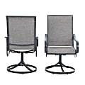 PHI VILLA Swivel Textilene Patio Outdoor Dining Chairs, Black, Set Of 2 Chairs