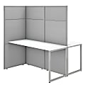 Bush Business Furniture 60"W 2-Person Cubicle Desk Workstation With 66"H Panels, Pure White/Silver Gray, Standard Delivery
