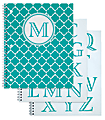 Office Depot® Brand Fashion Notebook, Personalizable, Moroccan, 10 1/2" x 8 1/2", College Ruled, 160 Pages (80 Sheets), Teal/White