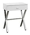 Monarch Specialties Nicole Accent Table, 22-1/4"H x 18-1/4"W x 12"D, White/Silver 1 thumbnail image