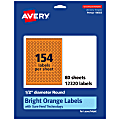 Avery® Print-To-The-Edge Labels With Sure Feed® Technology And Easy Peel® Label Feature, 94503-BOP80, Round, 1/2", Matte Bright Orange, Pack of 12320 1 thumbnail image