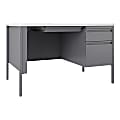 Lorell® Fortress 48"W Steel Right-Pedestal Teacher's Computer Desk, Platinum/White 1 thumbnail image