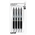 uni-ball® Signo Gel 207™ Retractable Gel Pens, Micro Point, 0.5 mm, Black Barrel, Black Ink, Pack Of 4