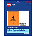 Avery® Print-To-The-Edge Labels With Sure Feed® Technology, 94252-BOP40, Rectangle, 4" x 3", Matte Bright Orange, Pack of 160 1 thumbnail image