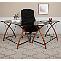Flash Furniture 83-1/4" L-Shaped Corner Computer Desk With Keyboard Tray, Black 1 thumbnail image