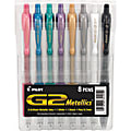Pilot G2 Metallics Gel Pens, Fine Point, 0.7 mm, Assorted Barrel Colors, Assorted Ink Colors, Pack Of 8 Pens