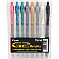 Pilot G2 Metallics Gel Pens, Fine Point, 0.7 mm, Assorted Barrel Colors, Assorted Ink Colors, Pack Of 8 Pens 1 thumbnail image