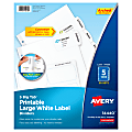 Avery® Big Tab™ Printable Large Label Dividers, Easy Peel®, White, 5 Tabs, Pack Of 20 Sets