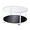 SEI Furniture Vimmerly Glass-Top Cocktail Table, 18"H x 32"W x 32"D, White/Clear