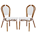 Flash Furniture 2 Pack Lourdes Indoor/Outdoor Commercial Thonet Bistro Stacking Chair, PE Rattan and Aluminum Frame, White & Gray/Natural Frame 1 thumbnail image