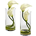 Nearly Natural Double Calla Lily 10-1/2”H Artificial Floral Arrangements With Cylinder Vase, 10-1/2”H x 4-1/4”W x 3-1/2”D, Cream, Set Of 2