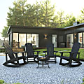 Flash Furniture Savannah 5-Piece All-Weather Adirondack Rocking Chair Set With Fire Pit, Black 1 thumbnail image