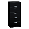 HON® Brigade® 600 30"W Lateral 5-Drawer File Cabinet, Metal, Black