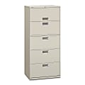 HON® 600 30"W x 18"D Lateral 5-Drawer File Cabinet With Lock, Light Gray 1 thumbnail image