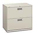 HON® 600 30"W x 19-1/4"D Lateral 2-Drawer File Cabinet With Lock, Light Gray