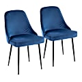 LumiSource Marcel Contemporary Dining Chairs, Black/Navy Blue, Set Of 2 Chairs