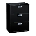 HON® Brigade 600 Series Lateral File, 3 Drawers, 30"W x 18"D, Black 1 thumbnail image