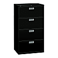HON® 600 30"W x 18"D Lateral 4-Drawer File Cabinet With Lock, Black 1 thumbnail image