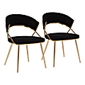 LumiSource Jie Glam Dining Chairs, Black/Gold, Set Of 2 Chairs 1 thumbnail image