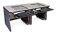 Hoffman Mira Vista Glass Top Computer Desk, 66"W, Gray 1 thumbnail image