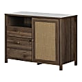 South Shore Talie 41"W Lateral 2-Drawer Credenza, Natural Walnut/Printed Rattan