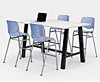 KFI Studios Midtown Bistro Table With 4 Stacking Chairs, 41"H x 36"W x 72"D, Designer White/Peri Blue