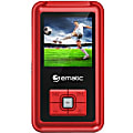 Ematic EM208VID 8 GB Red Flash Portable Media Player - Photo Viewer, Video Player, Audio Player, FM Tuner, Voice Recorder, e-Book, FM Recorder - 1.5" - USB - Headphone