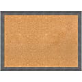 Amanti Art Dixie Non-Magnetic Cork Bulletin Board, 30" x 22", Natural, Blue Gray Wood Frame