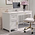 Martha Stewart Hutton Shaker Style 54"W Home Office Computer Desk With Storage, White/Polished Brass 1 thumbnail image