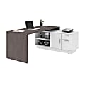 Bestar Equinox 72"W L-Shaped Corner Desk, Bark Gray/White