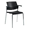 Global® Sonic™ Stacking Chairs With Arms, 32"H x 25"W x 21 3/4"D, Black/Chrome, Pack Of 2
