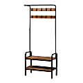 Baxton Studio Aislin Entryway Hall Tree, 66-15/16” x 28-3/8” x 13-5/16”,  Brown/Black 1 thumbnail image