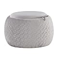 LumiSource Tray Pouf Contemporary Ottoman, 13-3/4"H x 21-1/2"W x 21-1/2"D, Silver/Natural