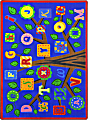 Joy Carpets Kid Essentials Rectangular Area Rug, Alphabet Leaves, 7-2/3' x 10-3/4', Bold