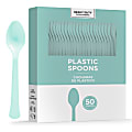Amscan 8018 Solid Heavyweight Plastic Spoons, Robin's Egg Blue, 50 Spoons Per Pack, Case Of 3 Packs