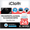 icloth 24-Pack 9 x 12-In. Extra-Large Wipes - For Aerospace, Whiteboard, Glass Door - Hypoallergenic, Low Linting, Absorbent, Soft, Individually Wrapped, Disinfectant - Fiber - 24 / Carton - 1 Carton 1 thumbnail image
