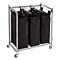 Honey Can Do Easy-Load Triple Laundry Sorter, 32-5/16”H x 17-15/16”W x 27-13/16”D, Black