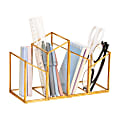 Mind Reader 4-Compartment Angled Glass Pen Holder With Copper Trim, 5-7/8"H x 9-1/2"W x 3-7/8"D, Clear, Total Quantity 1 1 thumbnail image