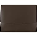 JAM Paper® Leather Portfolio With Snap Closure, 10 1/2" x 13", Letter Size, Dark Brown