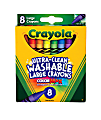 Crayola® Washable Crayons, Large, Assorted Colors, Box Of 8 Crayons