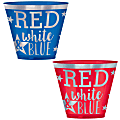 Amscan Patriotic Red White And Blue Plastic Tumblers, 9 Oz, Pack Of 30 Tumblers