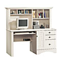Sauder harbor view computer desk with hutch sale antiqued white