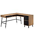 Sauder® Ambleside Modern 59"W L-Computer Desk With Filing Drawers And Storage Drawer, Serene Walnut/Black