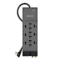 Belkin® Home/Office Series Surge Protector, 12 Outlets, Phone Line And Coaxial Protection, 8' Cord, 3780 Joules, Black