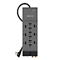 Belkin® Home/Office Series Surge Protector, 12 Outlets, Phone Line And Coaxial Protection, 8' Cord, 3780 Joules, Black 1 thumbnail image