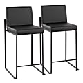 LumiSource Fuji Low-Back Counter Stools, Black/Black, Set Of 2 Stools 1 thumbnail image